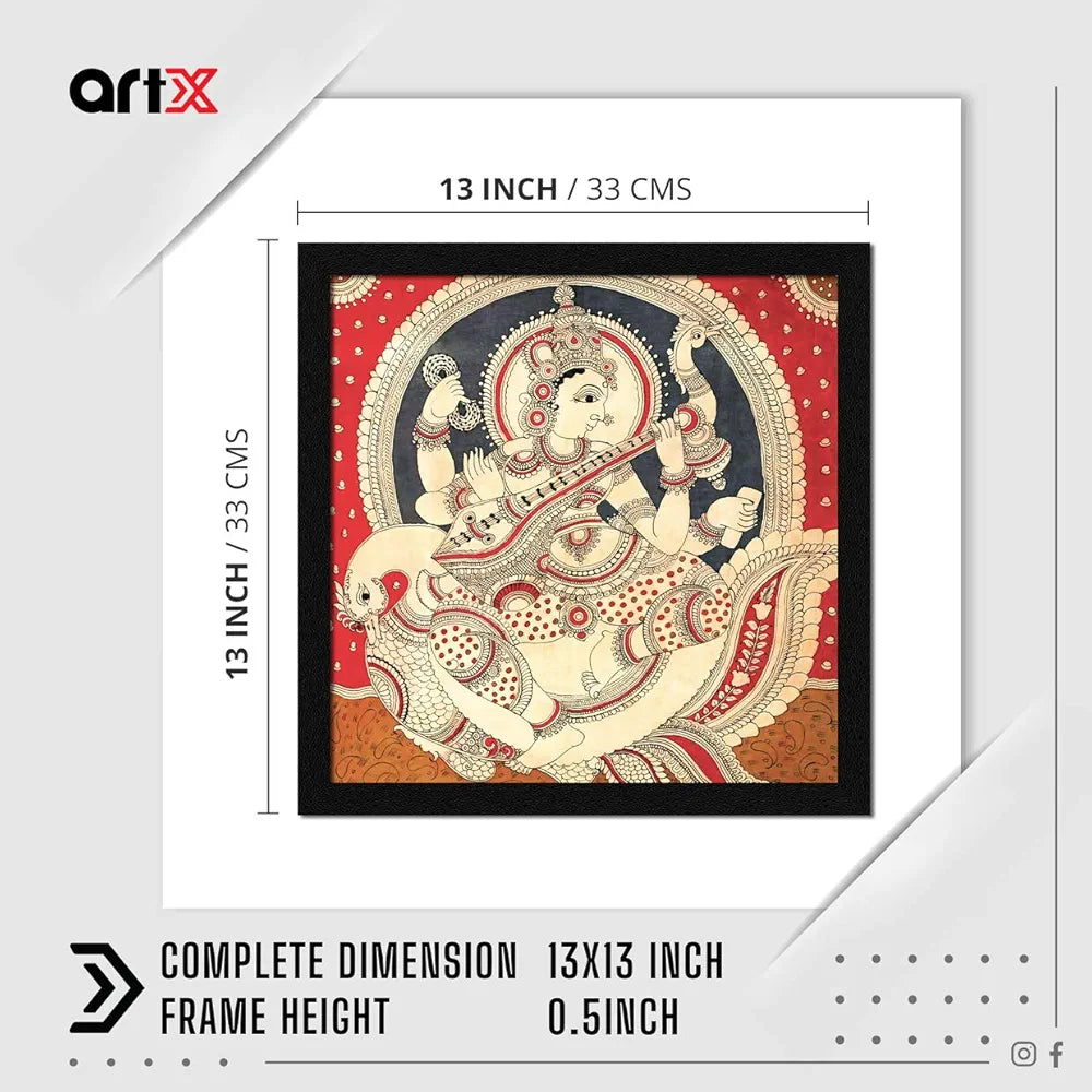 ArtX Paper Madhubani Goddess Saraswati Devi Maa Traditional Wall Art Painting