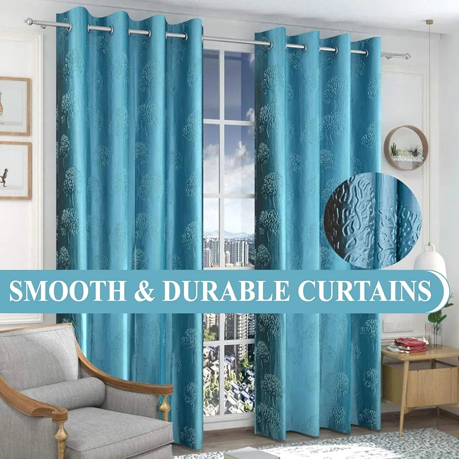 Fresh From Loom Semi Sheer Curtains For Door 7 Feet Long Door Window Curtain Premium Polyester Punch Parda