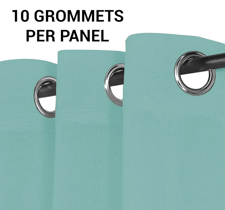 Cloth Fusion Cotton Feel Sheer Window Curtains 5 Feet Long Set of 2, Semi-Transparent Sea Green
