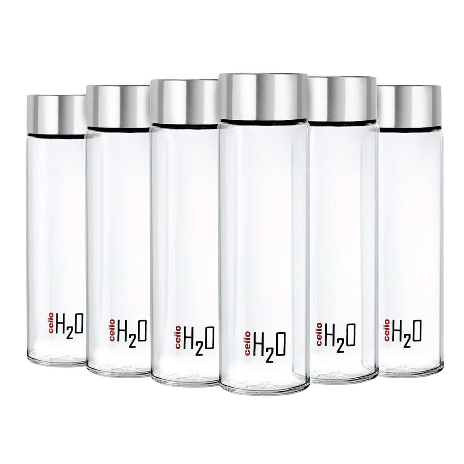 Cello H2o Steelox Glass Water Bottle | Glass Fridge Bottle | 920 Ml | Set of 6