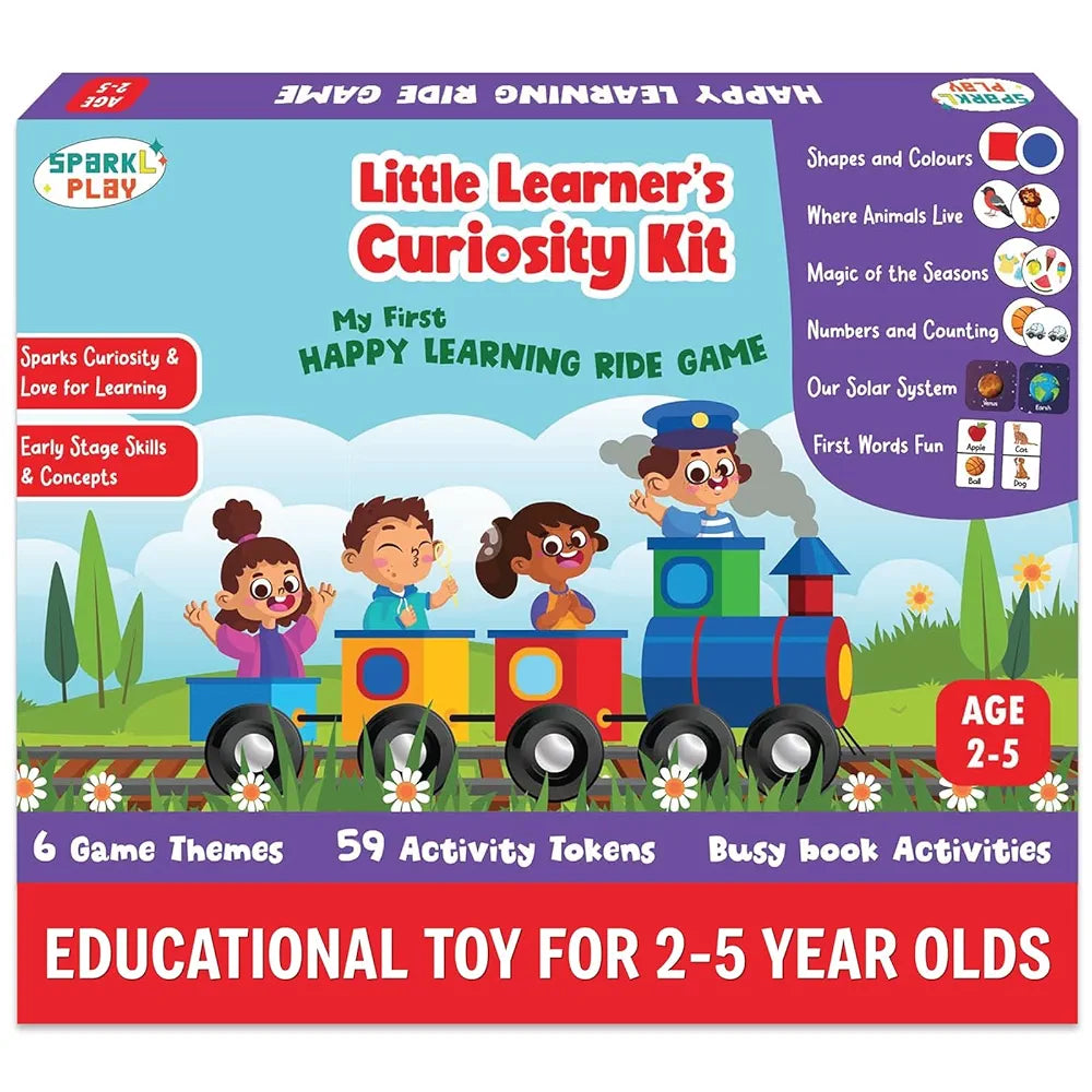 SparkLPlay Busy Book for Kids Ages 2–5 | Educational Activity Toy for Toddlers | Gift for Boys & Girls | Matching Games, Flashcards | Learn Shapes, Colors, Animals, Solar System, Numbers, First Words