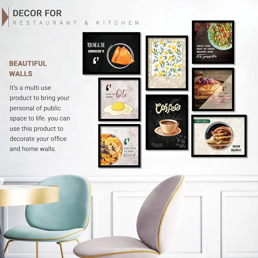 Kotart Paper You Me & Samosa Photo Frames For Kitchen And Restaurant Set Of 8 - Design011