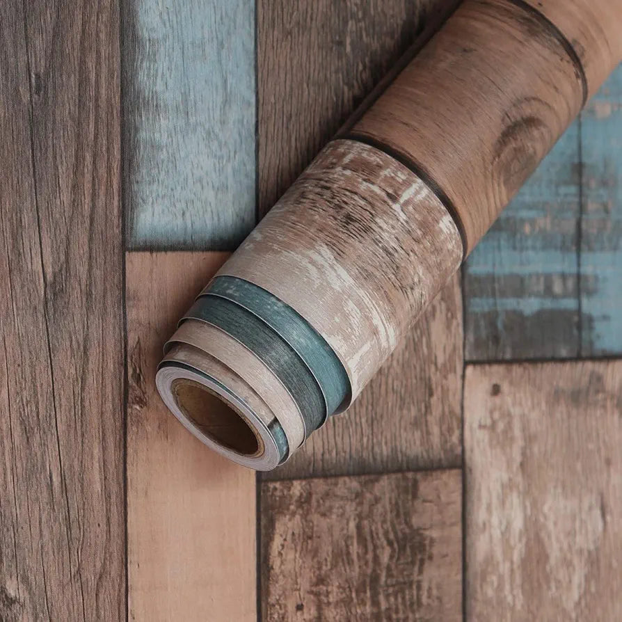 Jaamso Royals Vinyl Vintage Distressed Wallpaper for Furniture Wooden Pvc Door Waterproof 300 x 45 CM