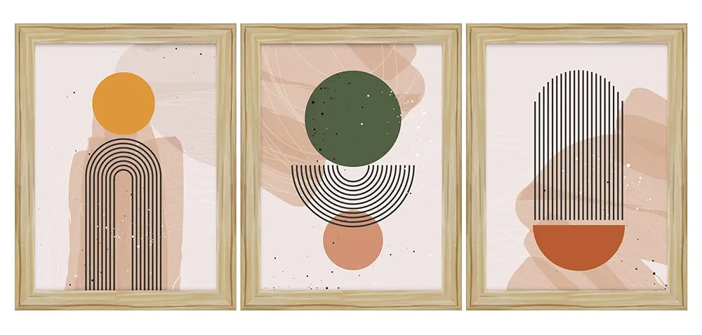 ArtX Paper Abstract Boho Wall Painting Multicolor Bohemian Set of 3