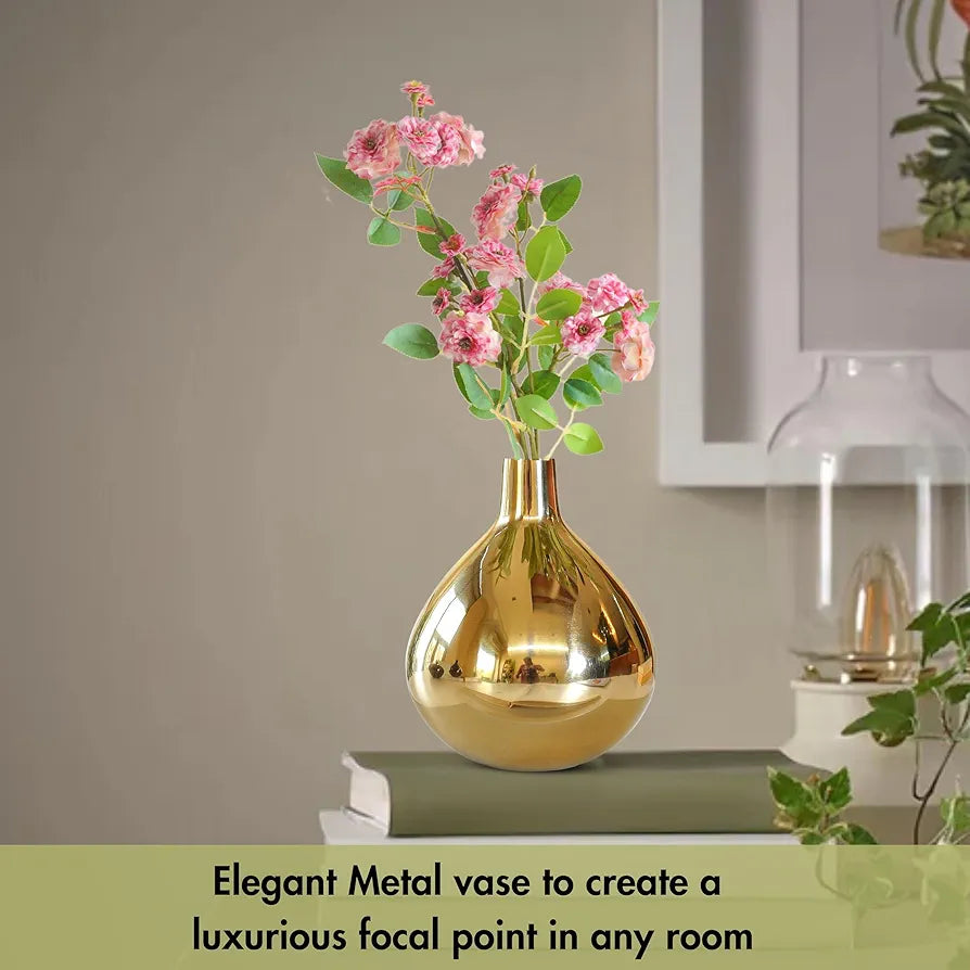 Behoma Metal Golden Flower Vase Gold Tall Vase Flowers not Included