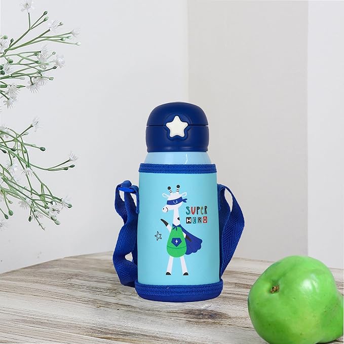 Femora Super Hero Thermosteel Double Wall Vacuum Kids Water Bottle with Bag - 380 gms
