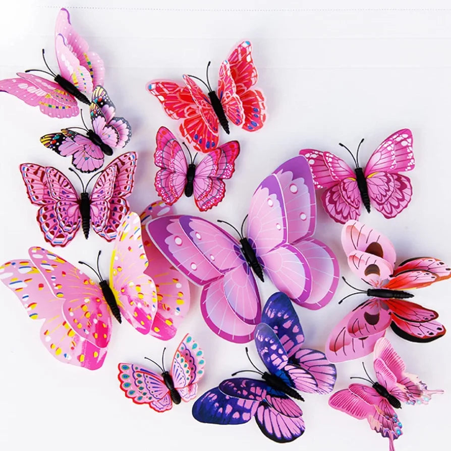 Jaamso Royals Light Pink 3d Magnet Butterfly Stickers -self-adhesive