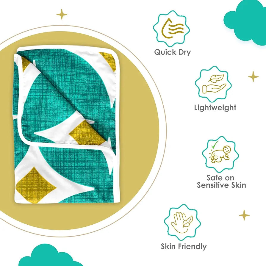 Divine Casa Cotton 120 GSM New Born All Season Ultrasoft Reversible Single Baby Blanket for Babies Colour Green