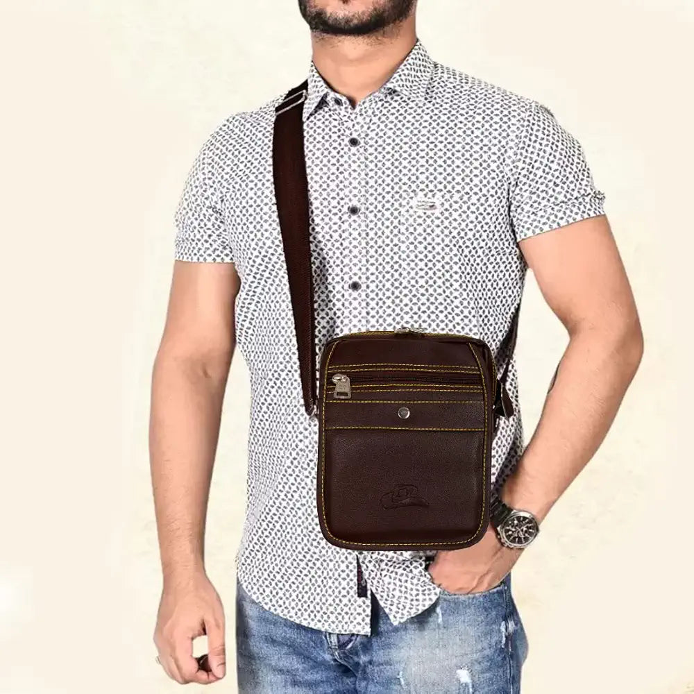 Leather World Leatherette Tan Sling Bags Men Messenger Bags Cross Body Bags Girl