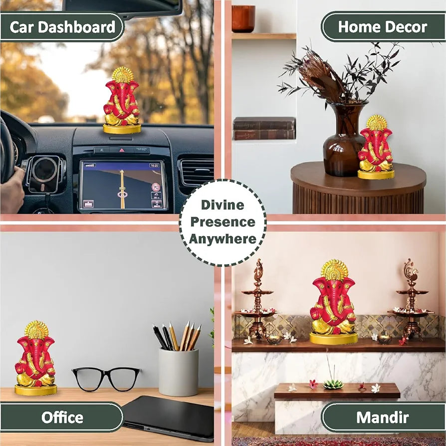 Jd Fresh Resin Ganesh Idol For Home - Red