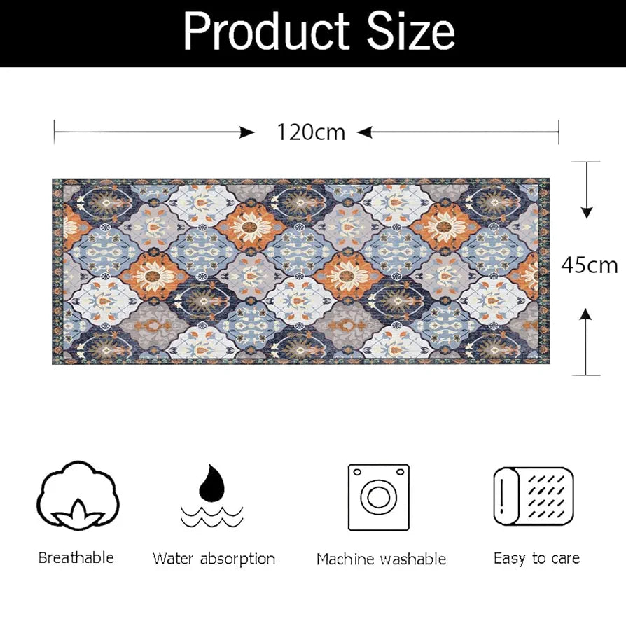 Ishro Home Velvet Premium Modern Runner Rug For Bedroom, Kitchen Colour Orange
