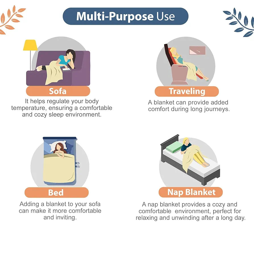 Divine Casa 120 GSM Summer Quilt Brushed Microfibre 3 Layer Breathable Double Bed Dohar AC Blanket TC - 120 Colour Blue and Grey