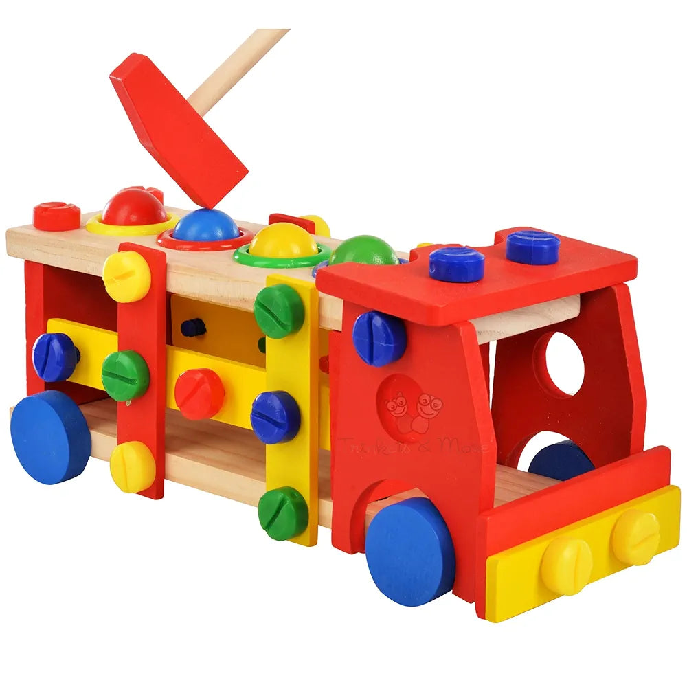 Trinkets & More - 2 in 1 DIY Screw Car Vehicle Hammer Ball | Reassembly Multifunction Building Blocks | Knock Tinker Toy  | Educational Toy Kids 3+Years
