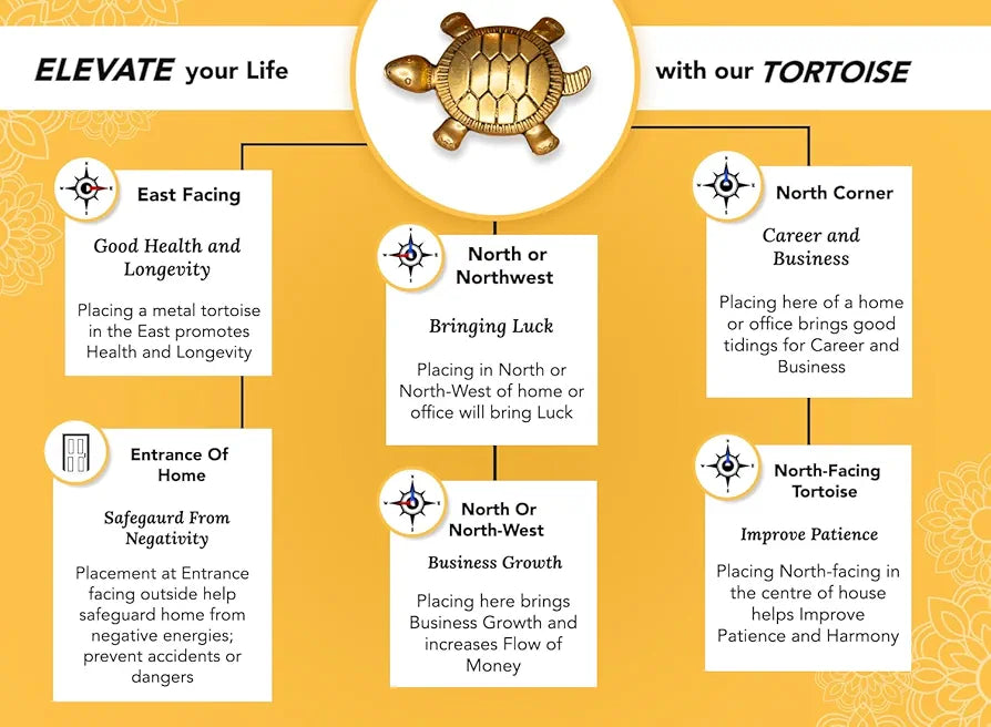 Ekhasa Pure Brass Feng Shui Tortoise for Good Luck Tortoise