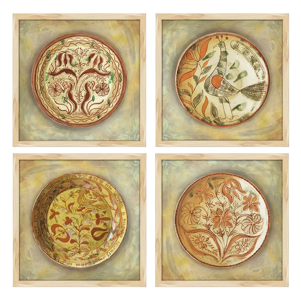 ArtX Paper Abstract Wall Art Painting Framed Paintings Circular Set of 4