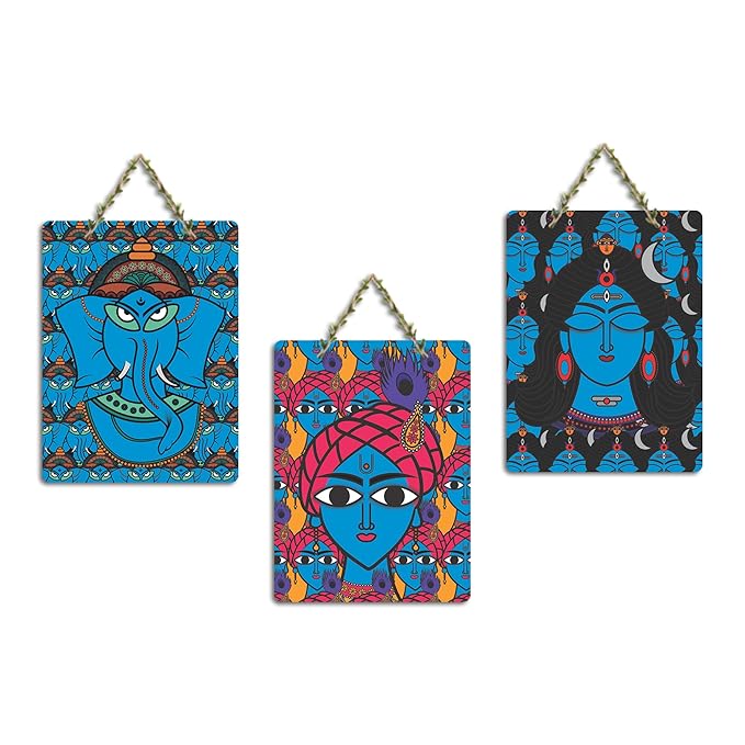 Artvibes Decorative Religious Art Wooden Wall Hanging Decoration Items for Home | Set of 3