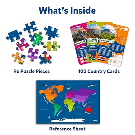 Skillmatics World Map Puzzle Piece Jigsaw Puzzle Educational Toy Geography for Kids
