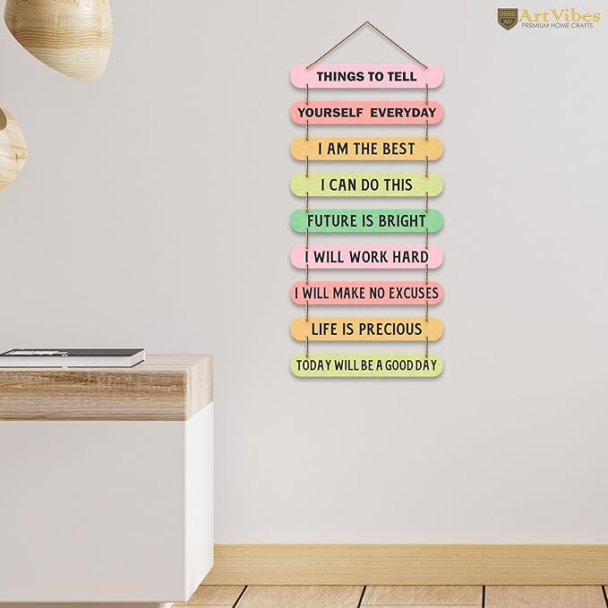Artvibes Self Motivation Quotes Mdf Wooden Wall Hanging for Home Livingroom Art Items