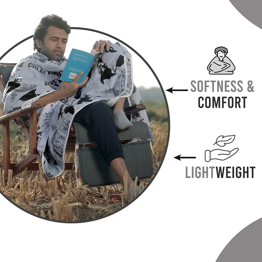 Divine Casa 120 GSM Microfiber Single Bed Comforter Soft & Lightweight Reversible AC Blanket Colour Stonewash Grey