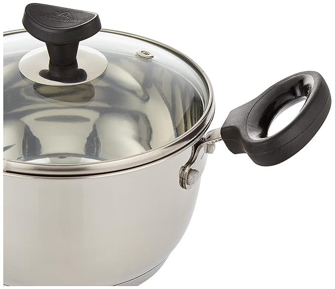 Crystal Stainless Steel Casserole with Glass Lid| 160 mm | 1.7 litre - 880 gms