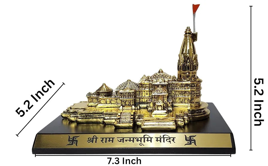 Gold Art India Ram Mandir Ayodhya Gold Plated Antique - Minature Big