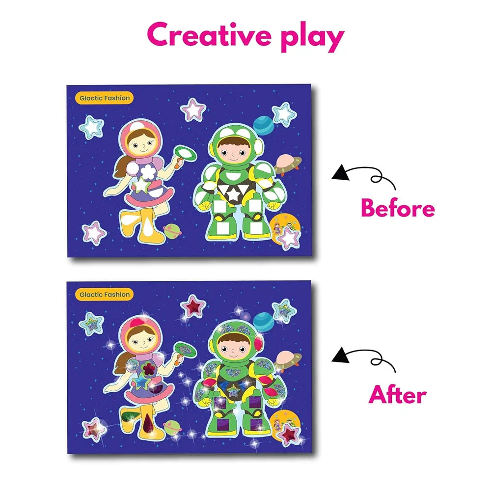 SparkLPlay Foil Art & Craft Kit for Kids Ages 4 to 9 | Space Foil Fun | DIY Craft Kit | Birthday Gift for Boys & Girls | Mess-Free Creative Craft | Space Age