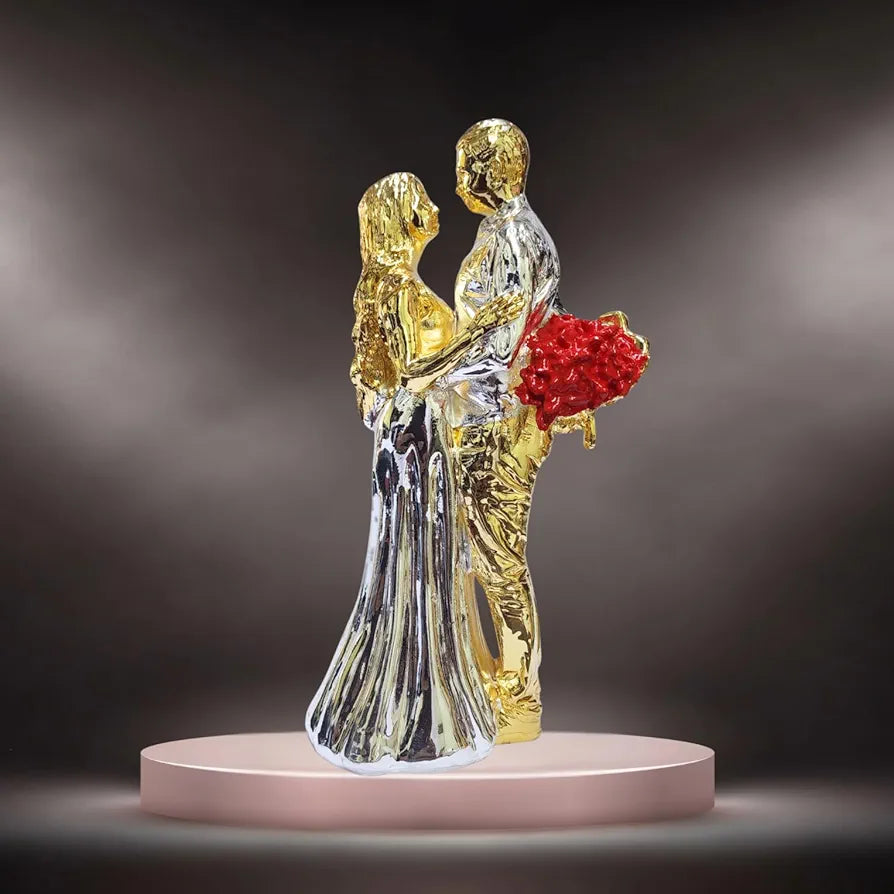 Gold Art India Couple Figurine Gold-Silver Plated Finish