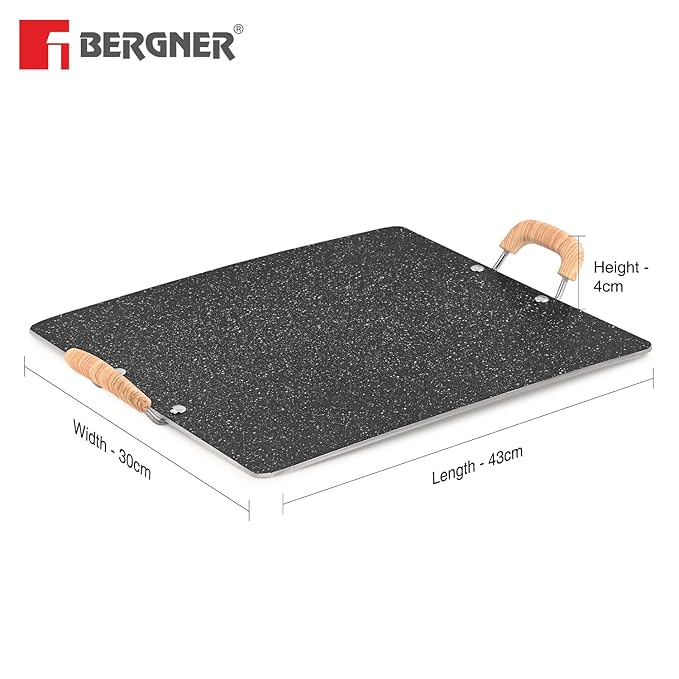 Bergner Bellini Plus Aura 5-layer Non-stick 30cm Pathri Tawa, Flat Rectangle Pathri Tawa