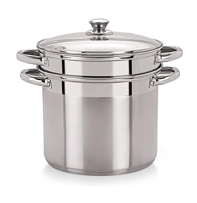 Pristine Tri Ply Induction Base Stainless Steel Multi Purpose Steamer Set with Idli Plates