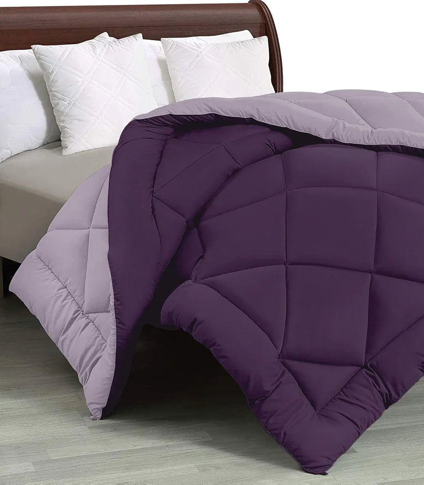Cloth Fusion Reversible AC Comforter Set Double Bed Soft Microfibre King Size Quilt Blanket for Winter Plum & Lilac