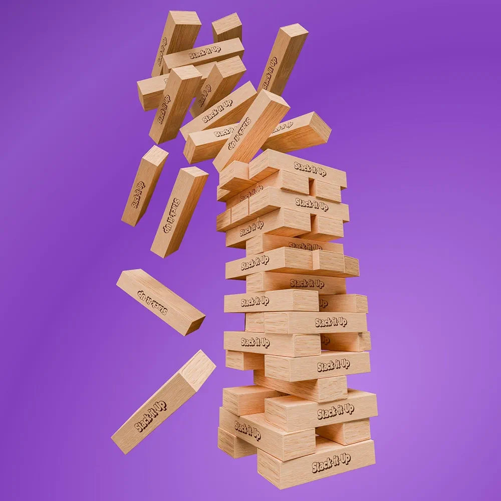 SPARTAN KIDS® Stack-it-Up Game, Premium Stacking Tower for Ages 6+ Years, Fun Family Game & Educational Toy, 54 Premium Wood Blocks, Ideal for Kids & Adults, Stack-it-Up for 2 or More Players