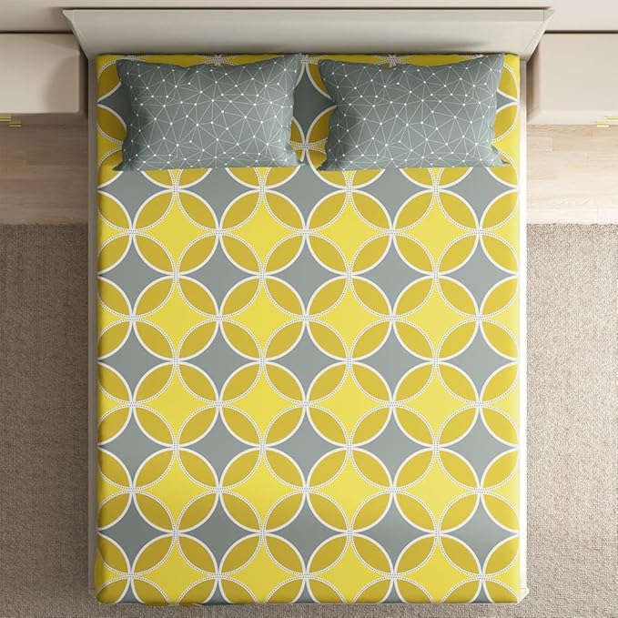 Wakefit Bedsheet for King Size Bedsheet King Size Bed Cotton 2 Pillow Covers Elastic Fitted Sheet Riyo Colour