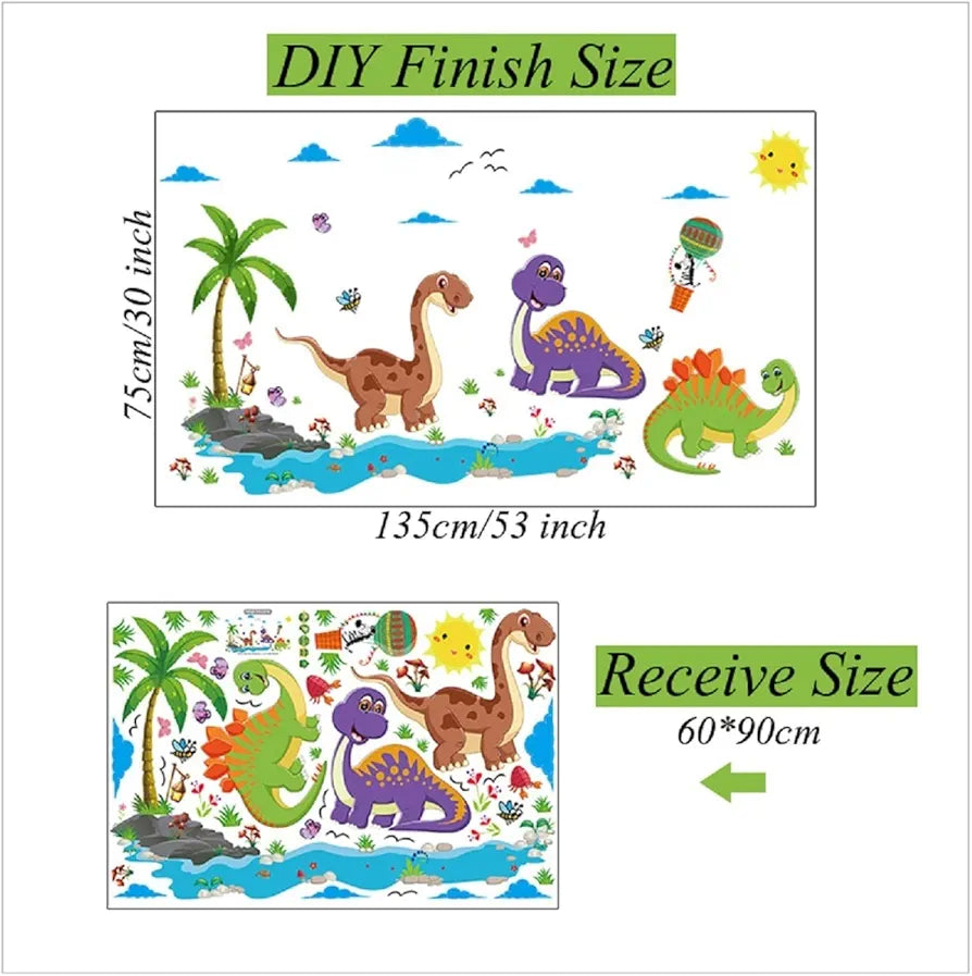 Jaamso Royals Wall Stickers for Kids Room Multicolour Dinosaur