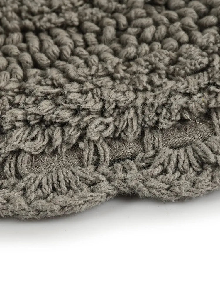 Sashaa World Round Reversible Crochet Bath Mat Cotton & Quick Dry Bath Rug