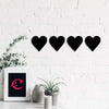 Ecraftindia Set of 4 Hearts Black Engineered Wood Cutout Wall Art Decor | Romantic Wall Hanging