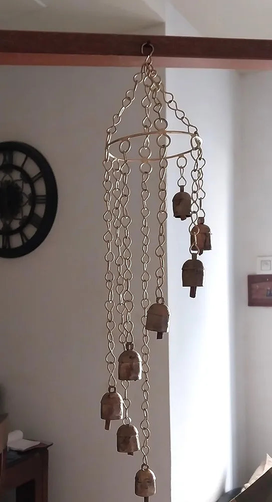 Tej Gifts Metal Bell Wind Chime Long Brass Bells Hanging 7 Bells Wind Chime Design 1