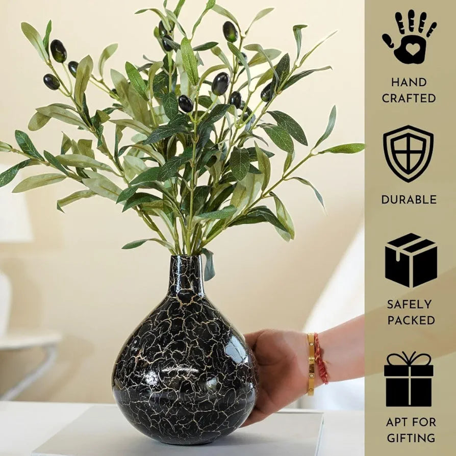 Behoma Metal Flower Vase Crackle Finish Tall Vase Flowers not Included