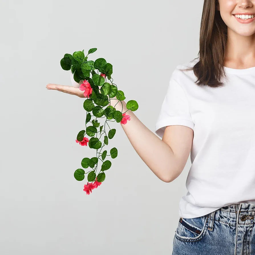 Artificial Flower Vine Plants Falling with Small Size Pot - Natural Touch & Feel Pack of 2 DESIGN-02