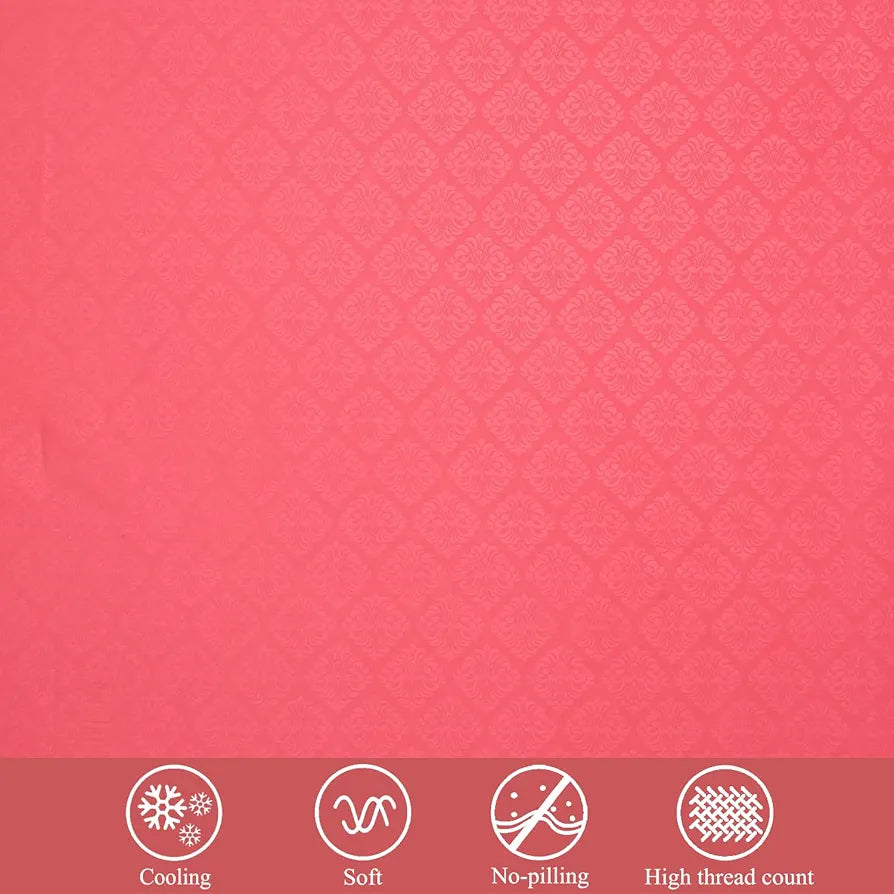 Fresh From Loom Single Bedsheet Microfiber Rotary Printed Hypoallergenic Wrinkle Free with 1 Pillow Covers 144 TC Pink Damas