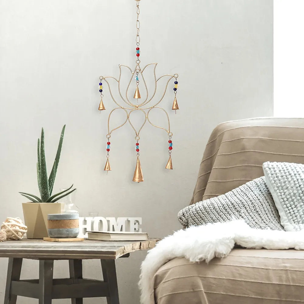 Duli Metal Lotus Windchime Wall Hanging, Feng Shui