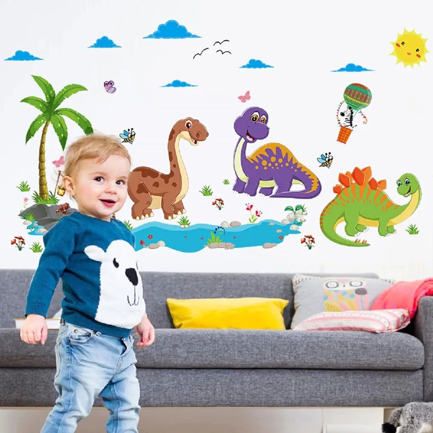 Jaamso Royals Wall Stickers for Kids Room Multicolour Dinosaur