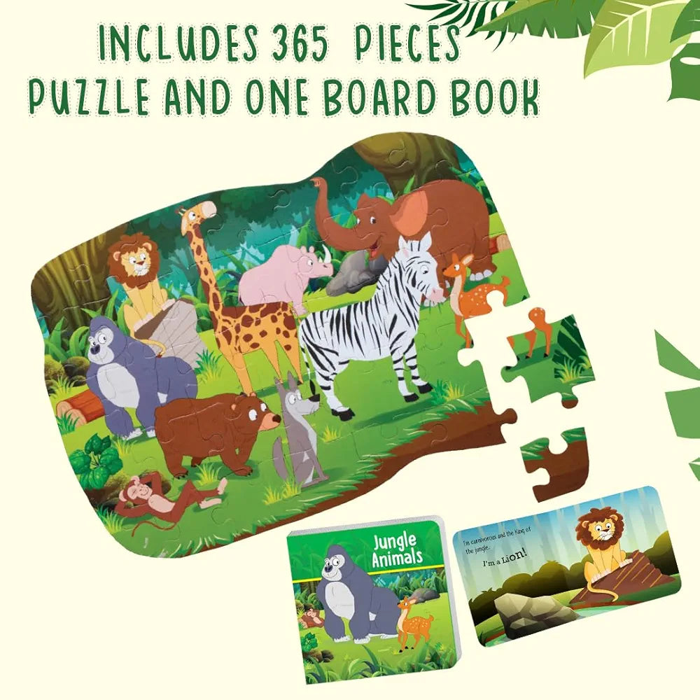 The Book Tree Jungle Animals Puzzles for Kids for Age 3+ I 35 Jigsaw Puzzle Pieces & 1 Storybook I Educational Toy for Children Age 3+ I Fun Time with Animals I for Children by Majestic Book Club