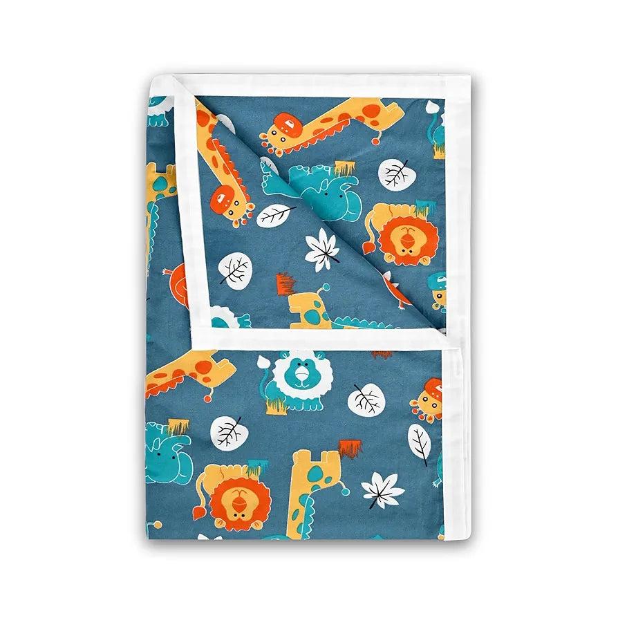 Divine Casa Pure Cotton Printed Single Dohar 120 GSM Soft & Lightweight Throw Blanket Colour Iris Deep