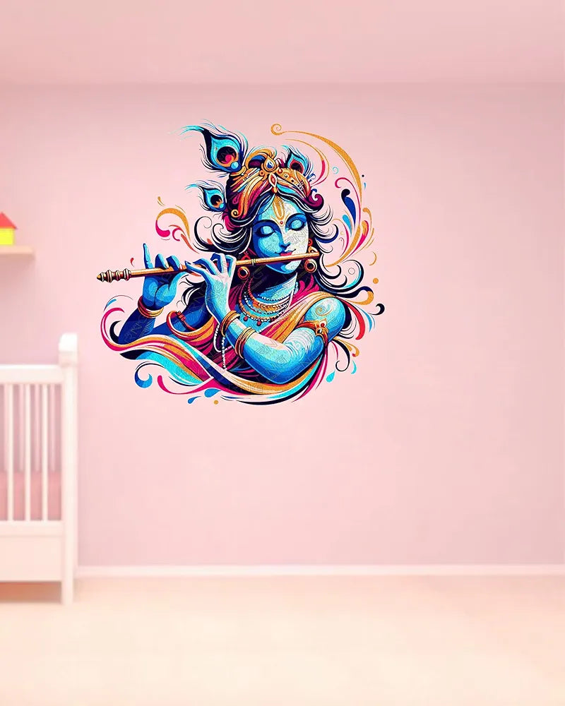 Rng Graphics Pvc Vinyl Little Krishna Wall Sticker Multicolor 58 Cm X 58cm DW-120L