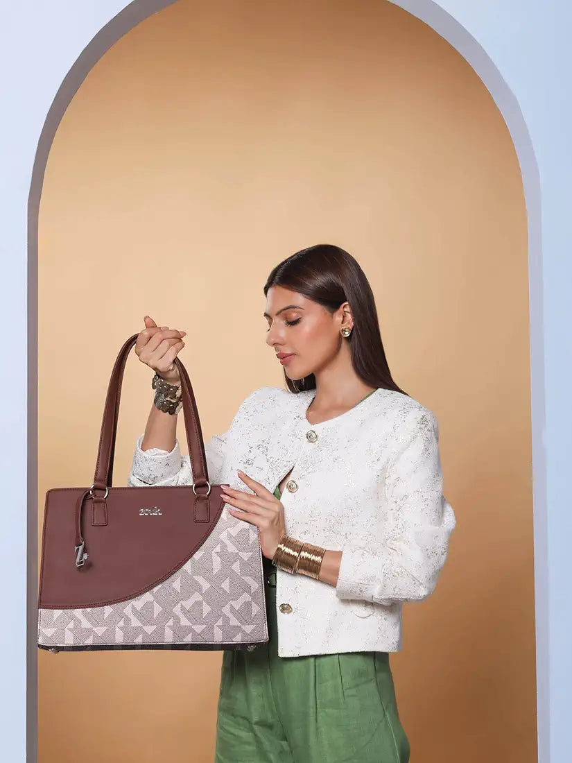 Zouk Women's Office Essential Bag Jute & Vegan Leather Handcrafted