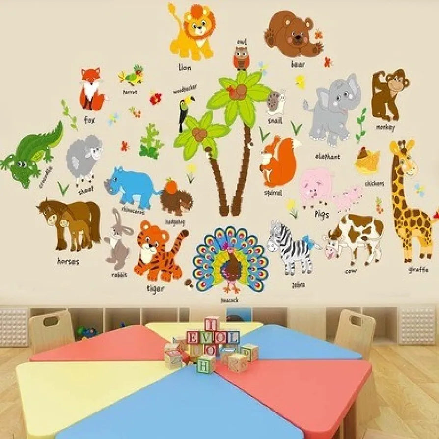 Jaamso Royals Wall Stickers for Kids Wall Stickers for Kids Room Animal Kids Education Wall Sticker