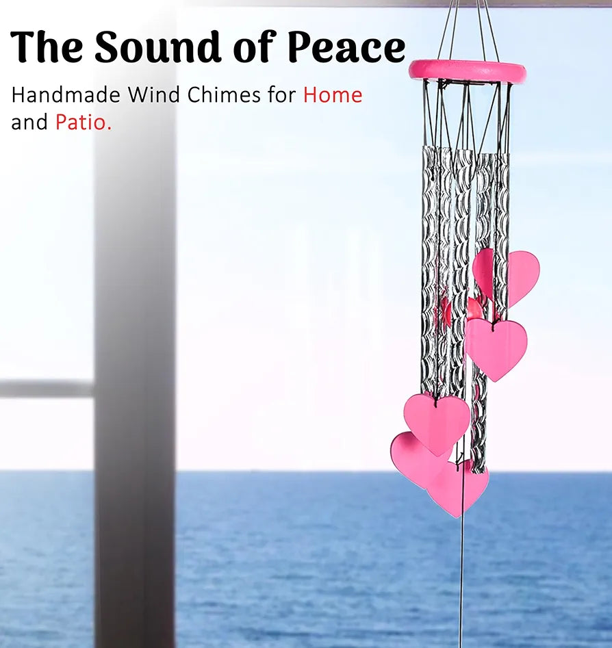 Zaicus Pink Heart Wind Chime-018