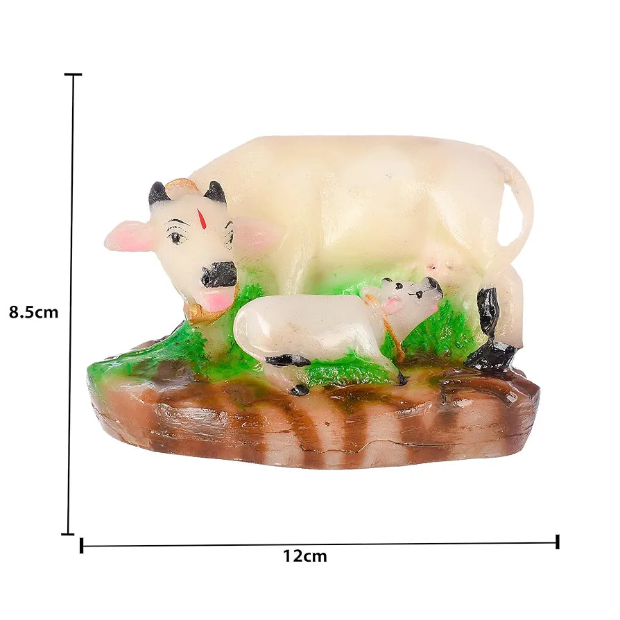 Jaipur Ace Decorative Polystone Cow and Calf Big Statue/idol 8 Inch COW-MILK-03