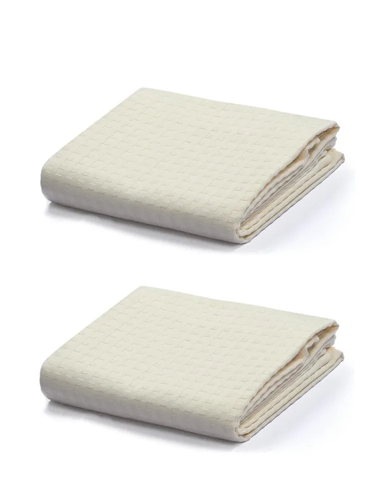 Saral Home Cotton Unique Waffle Design Throw/Sofacover Colour Ivory