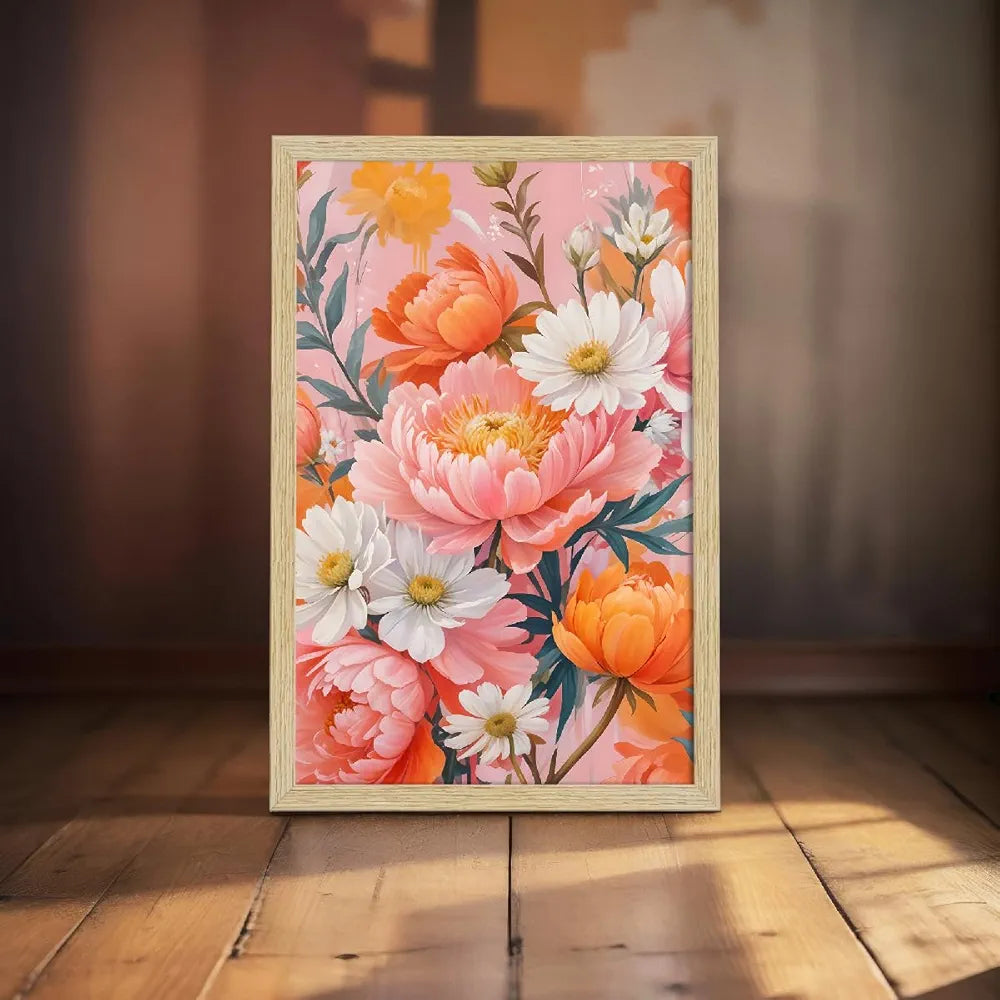 ArtX Paper Floral Art Paintings with Frame Flowers - 01 Set of 2